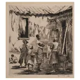 Alfred Heber Hutty, Morning Conversation (Howle 2012, 192), c. 1950, Drypoint on wove paper
