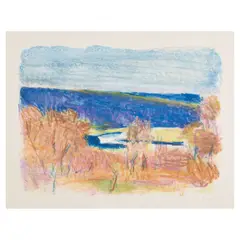 River by Wolf Kahn, 1990, Monotype in colors on wove paper, sold Sep 2025