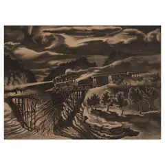 John McCrady, Wreck of the Old 97 (Marshall 71), 1942, Lithograph on Rives paper