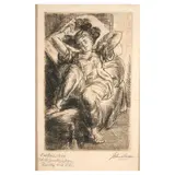 John Sloan, Odalisque (Wofsy 232), 1927, Etching on laid paper, Wofsy's second state (of two)