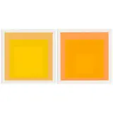 Josef Albers, IS LXXa; IS LXXb (Greeting Card) (2 works) (see Danilowitz 196; 197), 1970, Two screenprints in colors on wove paper, each with printed title, one with 'Albers' printed on the reverse