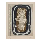 Georges Braque, Bouquet de Fleurs Blanches, from Si je mourais là-bas  (Vallier 181), 1962, Woodcut in colors on handmade paper watermarked 'LB'
