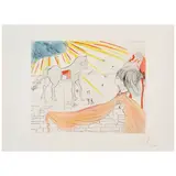 Hélène et le Cheval de Troie  (Field 72-9) by Salvador Dalí, 1974, Etching with hand coloring on Arches paper, sold Sep 2025