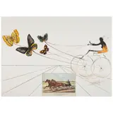 American Trotting Horses No. 1, from Currier & Ives as Interpreted by Salvador Dali; Currier & Ives, A Brush on the Road: Best Two in Three (2 works) (Field 71-5-E;  Conningham 172), 1971; 1872 by Salvador Dalí, Lithograph in colors with collage on wove paper, sold Sep 2025