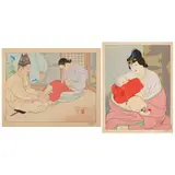 Paul Jacoulet, La Lettre du Fils... ou la demande d'Argent Séoul, Corée; Le Trésor Corée (2 works) (Miles 49; 66), 1938; 1940