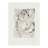 Pablo Picasso, Buveur et prostituée blonde, pl. 70, from La Série 156 (Bloch 1925; Baer 1934 ), 1971, Etching on Rives BFK paper