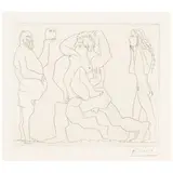 Pablo Picasso, Bacchanale au hibou et au jeune homme masqué (Bloch 176; Baer 952.B.b.1), 1955, Etching on antique laid Arches paper