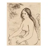 Pierre-Auguste Renoir, Femme nue assise (Delteil/Stella 12), c. 1906, Soft ground etching in sepia on cream laid paper, by Theodore Duret