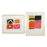 Ida Kohlmeyer, Two Totems in Gay Colors; Four for the CAC (2 works), 1973; 1980, Two screenprints in colors on wove paper or Arches 88 paper, each signed in pencil