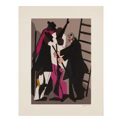 Jacob Lawrence, No. 6 John Brown Formed an Organization Among the Colored People of the Adirondack Woods to Resist the Capture of Any Fugitive Slave, from The Legend of John Brown (Nesbett L77-5), 1977, Screenprint in colors on Domestic Etching paper