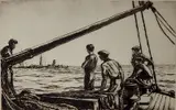 Muirhead Bone, - ''Salvage Men Approaching A Torpedoed Ship'' (Dodgson / Wright 360)-