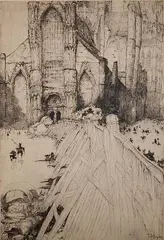 Jules De Bruycker, - ''L'eglise St. Nicolas a Gand''-, etching, 1938, light struck, otherwise good condition