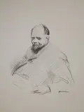 Jean-Louis Forain, - ''Portrait of Vollard, Seated''-, lithograph, ca. 1910, good condition