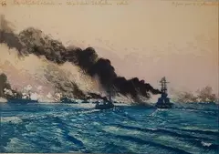 Pierre Gatier, - ''Revue Navale Passee'' (Gatier 88)-, aquatint in colors, 1911