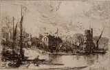 Francis Seymour Haden, - ''Harry Kelly's Putney'' (Schneiderman 107 iv/V)-, etching with drypoint, 1865