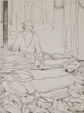 Jean Emile Laboureur, - ''La Repasseuse'' (Laboureur 527)-, drypoint, 1937