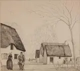 Jean Emile Laboureur, - ''Chaumieres Dans Les Marais'' (Laboureur 422)-, etching, 1930