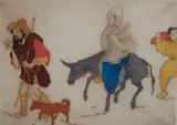 Elyse Lord, - ''On The Trail''-, aquatint in colors, ca. 1930