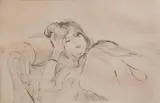 Berthe Morisot, - ''Jeune Femme a Repos''-, etching, 1889, posthumous printing