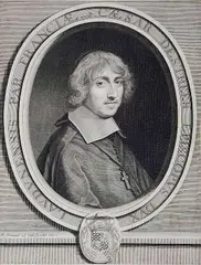 Robert Nanteuil, - Caesar, Cardinal d'Estrees-, engraving, staining in various areas and trimmed
