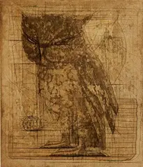 Ryōnosuke Fukui, - Owl-, etching in colors
