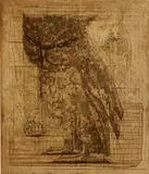 Ryōnosuke Fukui, - Owl-, etching in colors