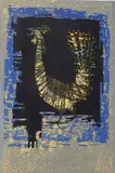 Shima Tamami, - ''Rooster''-, woodcut in colors, 1962
