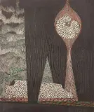 Masaji Yoshida, - ''Novel Growth''-, woodcut in colors, 1958