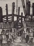William Abbe, - Going To Work-, lithograph, ca. 1945