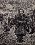 Albert Abramovitz, - ''Worry''- wood, engraving