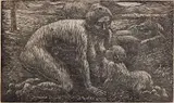 Albert Abramovitz, - ''Nursing''- wood, engraving
