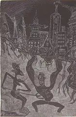 Frederick G. Becker, - ''John Henry's Death''- wood, engraving, 1937