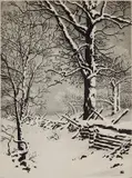 George Elbert Burr, - ''Oaks in Winter #2'' (Seeber 271)-, drypoint, ca. 1930