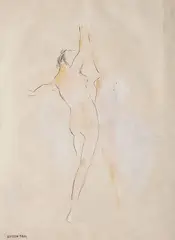 Warren Davis, - Standing Nude-, pastel and pencil on paper