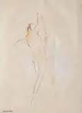 Warren Davis, - Standing Nude-, pastel and pencil on paper