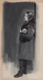 Harvey Dinnerstein, - Standing Girl-, charcoal on paper