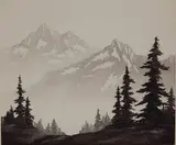 Harold Doolittle, - ''Western Peaks''-, aquatint, ca. 1945