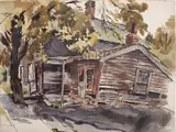 Ruth Van Sickle Ford, - ''WPA Cabins''-, watercolor on paper