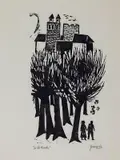Antonio Frasconi, - ''In The Woods''-, woodcut, ca. 1955