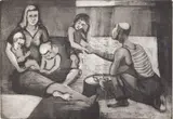 Ray French, - Family Group-, aquatint, 1950