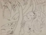 Thomas Handforth, - ''Leda and The Swans''-, etching, ca. 1935