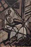 Wayne Hilburn, - Untitled-, woodcut in colors, 1957