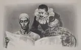 Joseph Hirsch, - ''Clowns and The News'' (Cole 6)-, lithograph, 1942