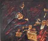 Mervin Jules, - The Conductor-, silkscreen in colors, ca. 1945