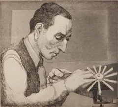 - ''The Workbench''- by Hyman Katz, aquatint, 1936, offered Jun 2015