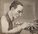 Hyman Katz, - ''The Workbench''-, aquatint, 1936