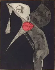 Chet La More, - ''The Mocker''-, aquatint in colors, 1950
