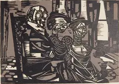 Chet La More, - ''President, Secretary and Treasurer''-, woodcut in colors
