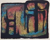 Edward August Landon, - ''Phoenix'' (Ryan 147)-, woodcut in colors, 1966