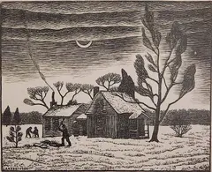 J. J. Lankes, - ''Winter Twilight'' (AAA/Czestochowski 1939.039)- wood, engraving, 1939